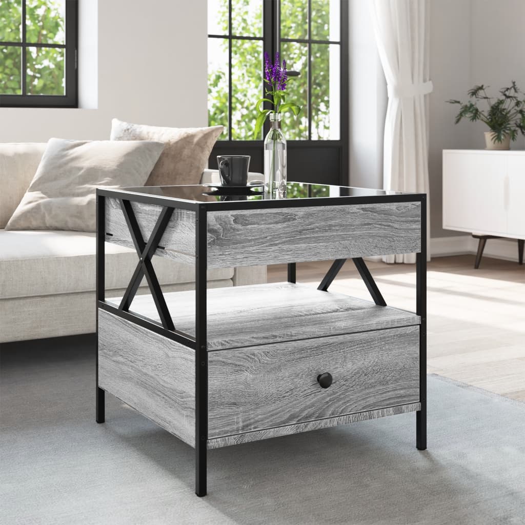 Salontafel met Infinity LED 50x50x51 cm grijs sonoma eikenkleur