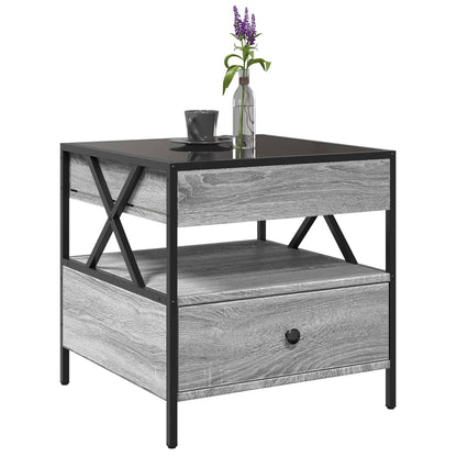 Salontafel met Infinity LED 50x50x51 cm grijs sonoma eikenkleur