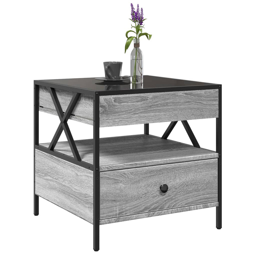 Salontafel met Infinity LED 50x50x51 cm grijs sonoma eikenkleur