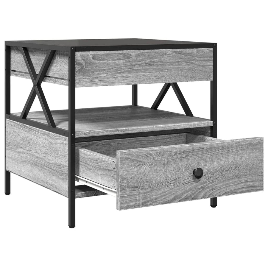 Salontafel met Infinity LED 50x50x51 cm grijs sonoma eikenkleur