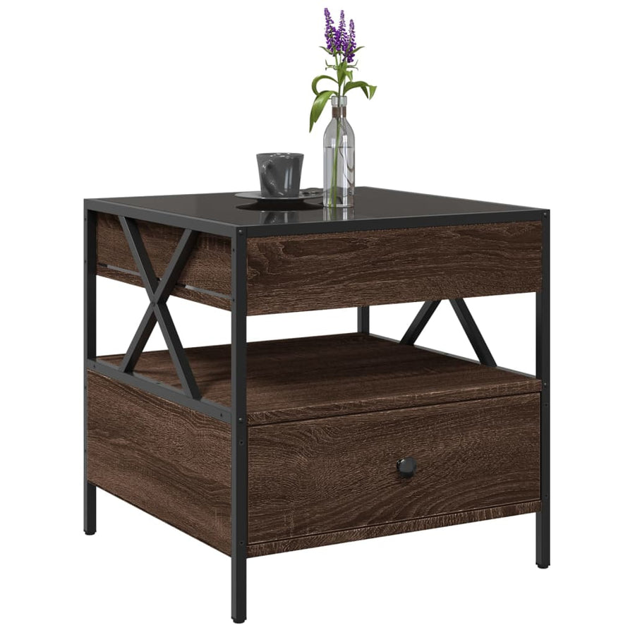Salontafel met Infinity LED 50x50x51 cm bruin eikenkleurig