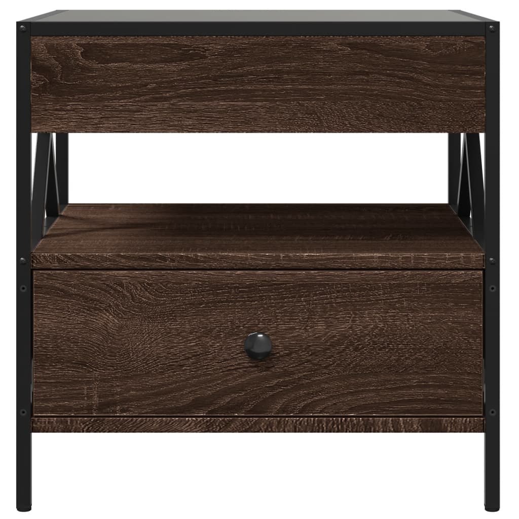 Salontafel met Infinity LED 50x50x51 cm bruin eikenkleurig