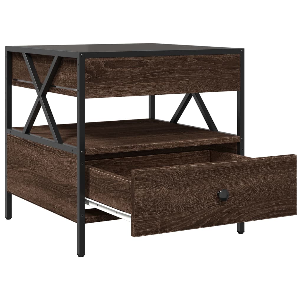 Salontafel met Infinity LED 50x50x51 cm bruin eikenkleurig