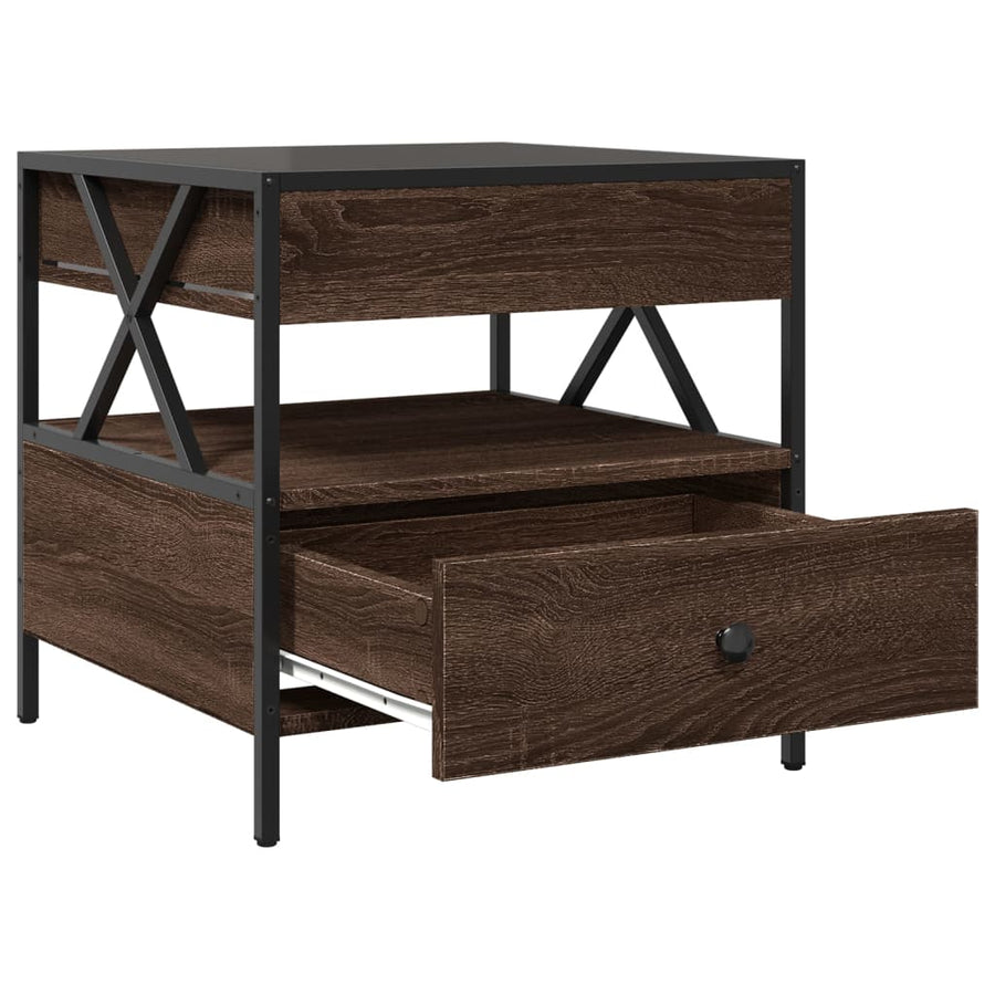 Salontafel met Infinity LED 50x50x51 cm bruin eikenkleurig