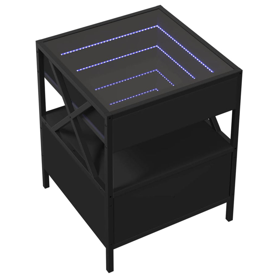Salontafel met Infinity LED 40x40x51 cm zwart