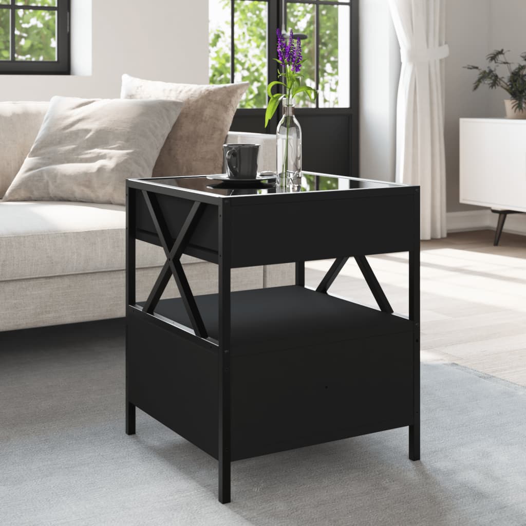 Salontafel met Infinity LED 40x40x51 cm zwart