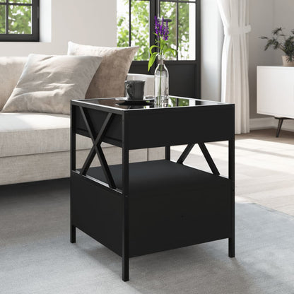 Salontafel met Infinity LED 40x40x51 cm zwart