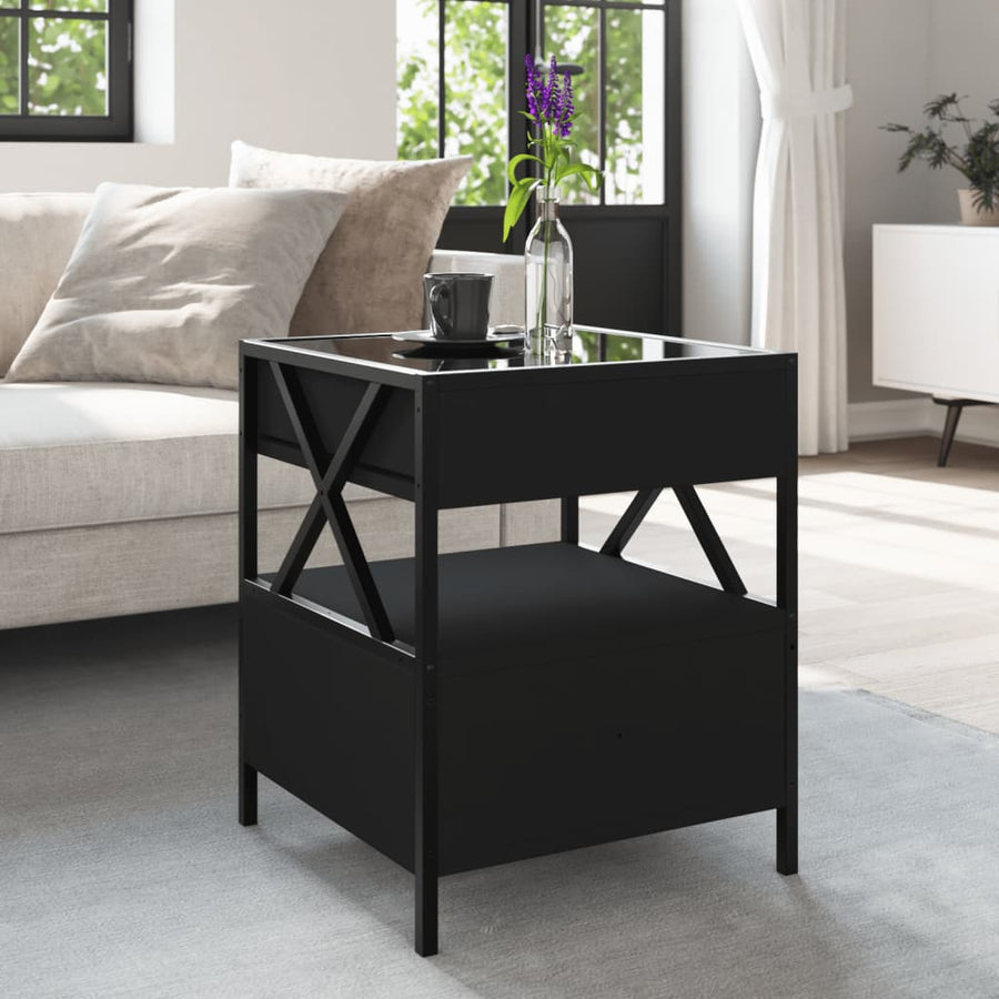 Salontafel met Infinity LED 40x40x51 cm zwart