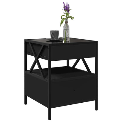 Salontafel met Infinity LED 40x40x51 cm zwart