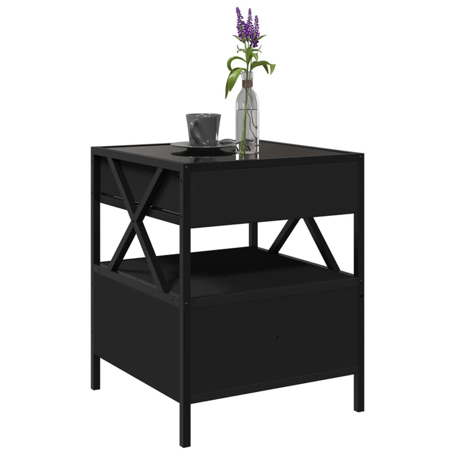 Salontafel met Infinity LED 40x40x51 cm zwart