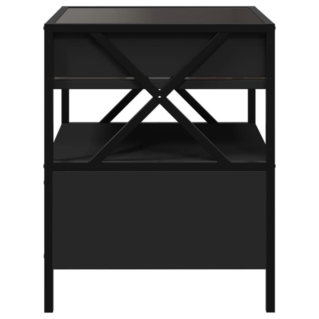 Salontafel met Infinity LED 40x40x51 cm zwart