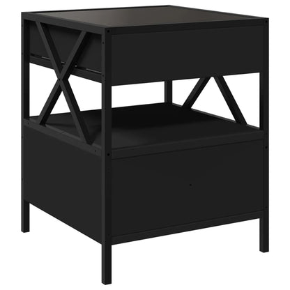Salontafel met Infinity LED 40x40x51 cm zwart