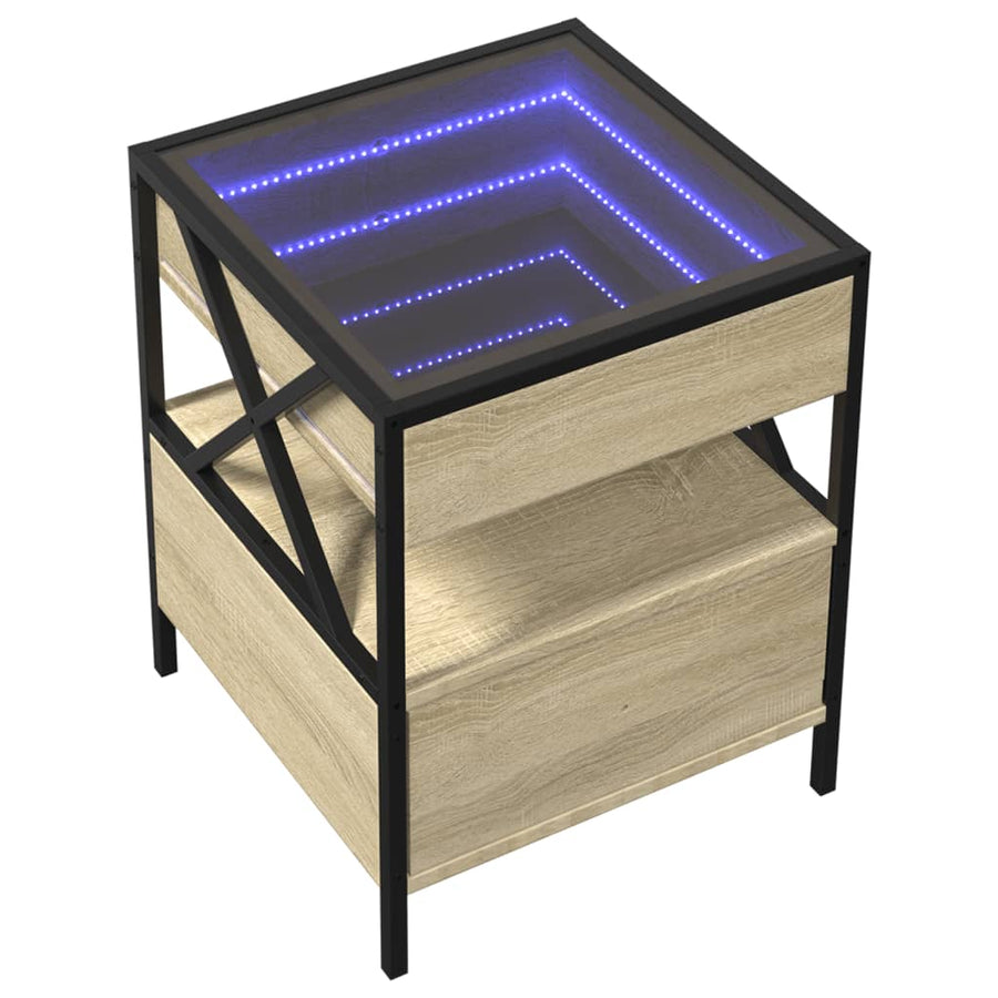 Salontafel met Infinity LED 40x40x51 cm sonoma eikenkleurig