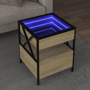 Coffee table with Infinity LED 40x40x51 cm sonoma oak-coloured