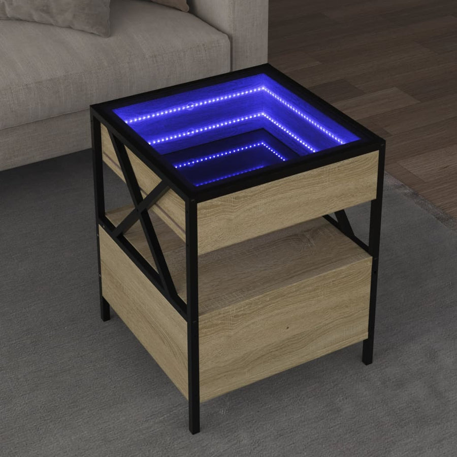 Salontafel met Infinity LED 40x40x51 cm sonoma eikenkleurig