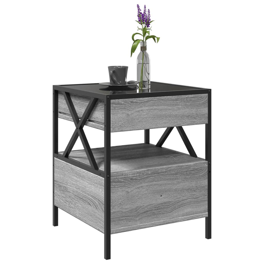 Salontafel met Infinity LED 40x40x51 cm grijs sonoma eikenkleur