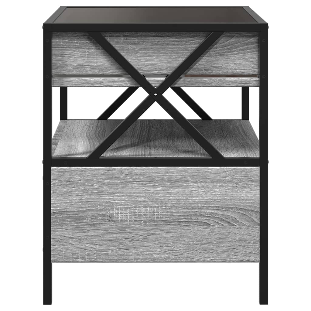 Salontafel met Infinity LED 40x40x51 cm grijs sonoma eikenkleur