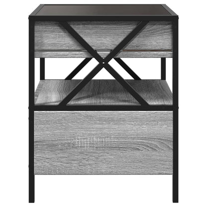 Salontafel met Infinity LED 40x40x51 cm grijs sonoma eikenkleur