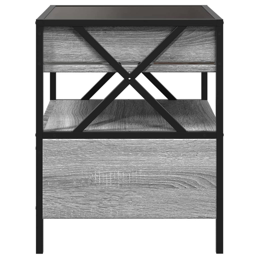 Salontafel met Infinity LED 40x40x51 cm grijs sonoma eikenkleur