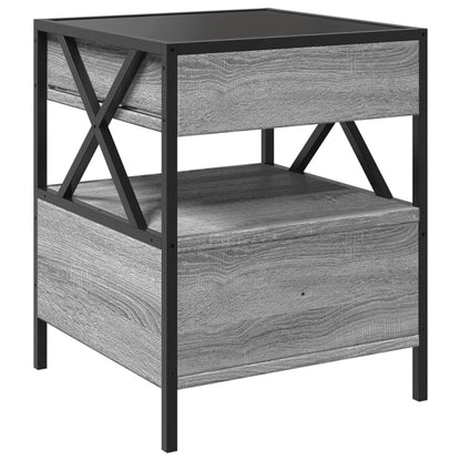 Salontafel met Infinity LED 40x40x51 cm grijs sonoma eikenkleur