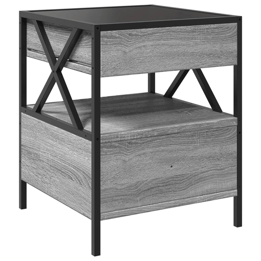 Salontafel met Infinity LED 40x40x51 cm grijs sonoma eikenkleur