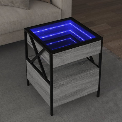 Salontafel met Infinity LED 40x40x51 cm grijs sonoma eikenkleur