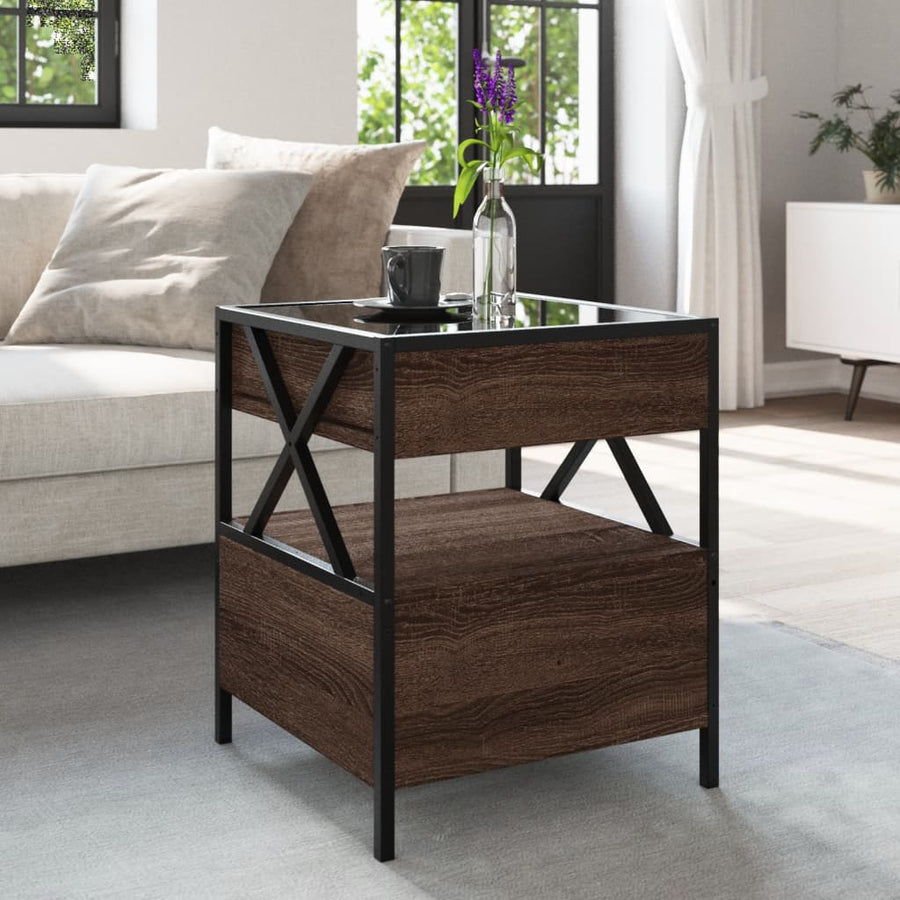 Salontafel met Infinity LED 40x40x51 cm bruin eikenkleurig