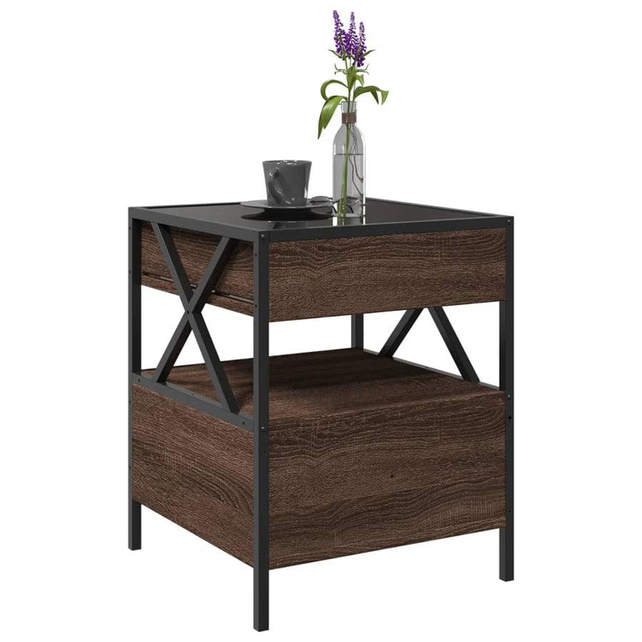 Salontafel met Infinity LED 40x40x51 cm bruin eikenkleurig