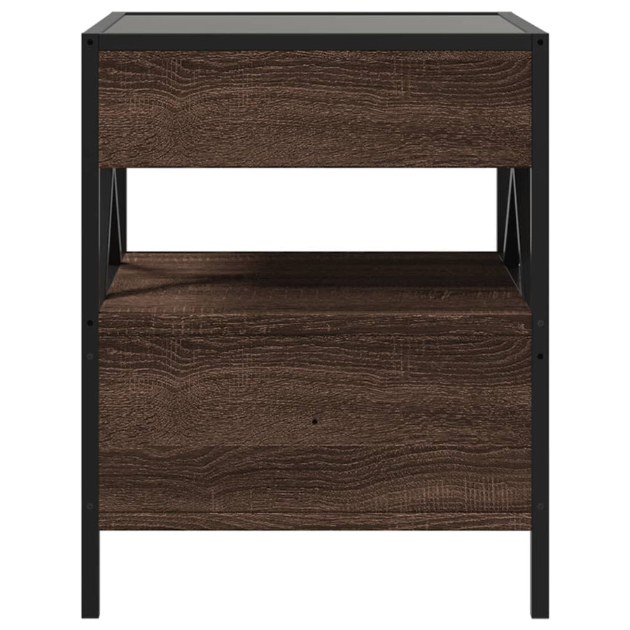 Salontafel met Infinity LED 40x40x51 cm bruin eikenkleurig