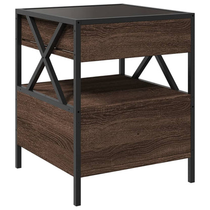 Salontafel met Infinity LED 40x40x51 cm bruin eikenkleurig