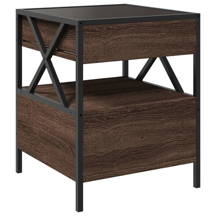 Salontafel met Infinity LED 40x40x51 cm bruin eikenkleurig