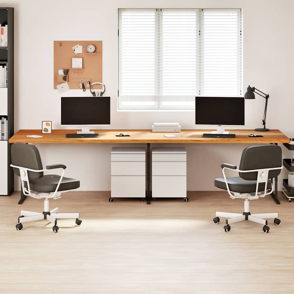 Bureaublad rechthoekig 320x100x4cm massief eikenhout lichtbruin