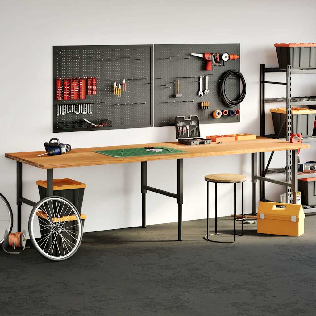 Bureaublad rechthoekig 320x100x4cm massief eikenhout lichtbruin