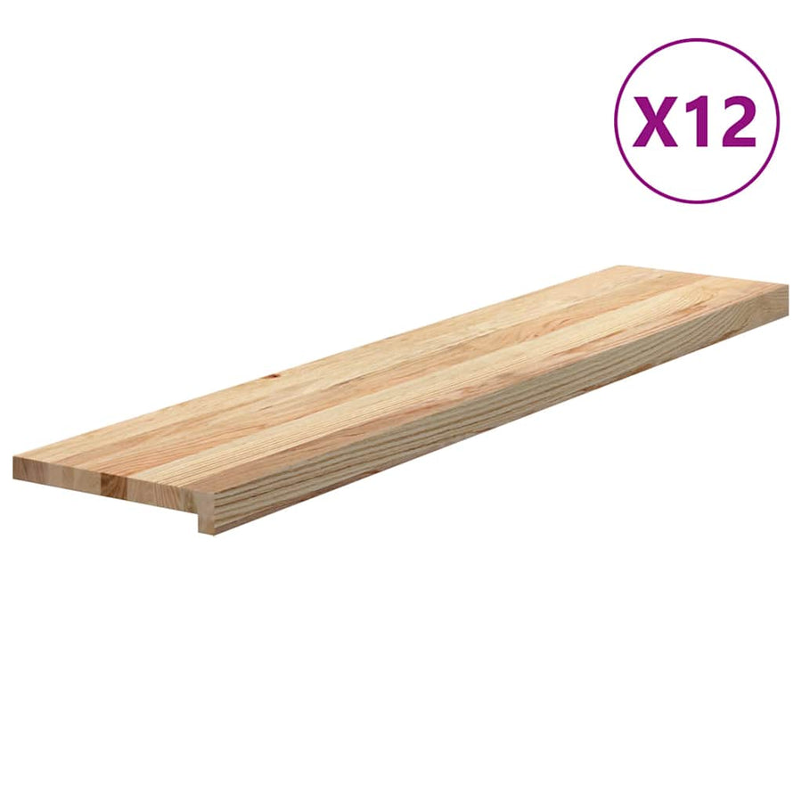 Traptreden 12 st 120x25x2 cm onbehandeld massief eikenhout