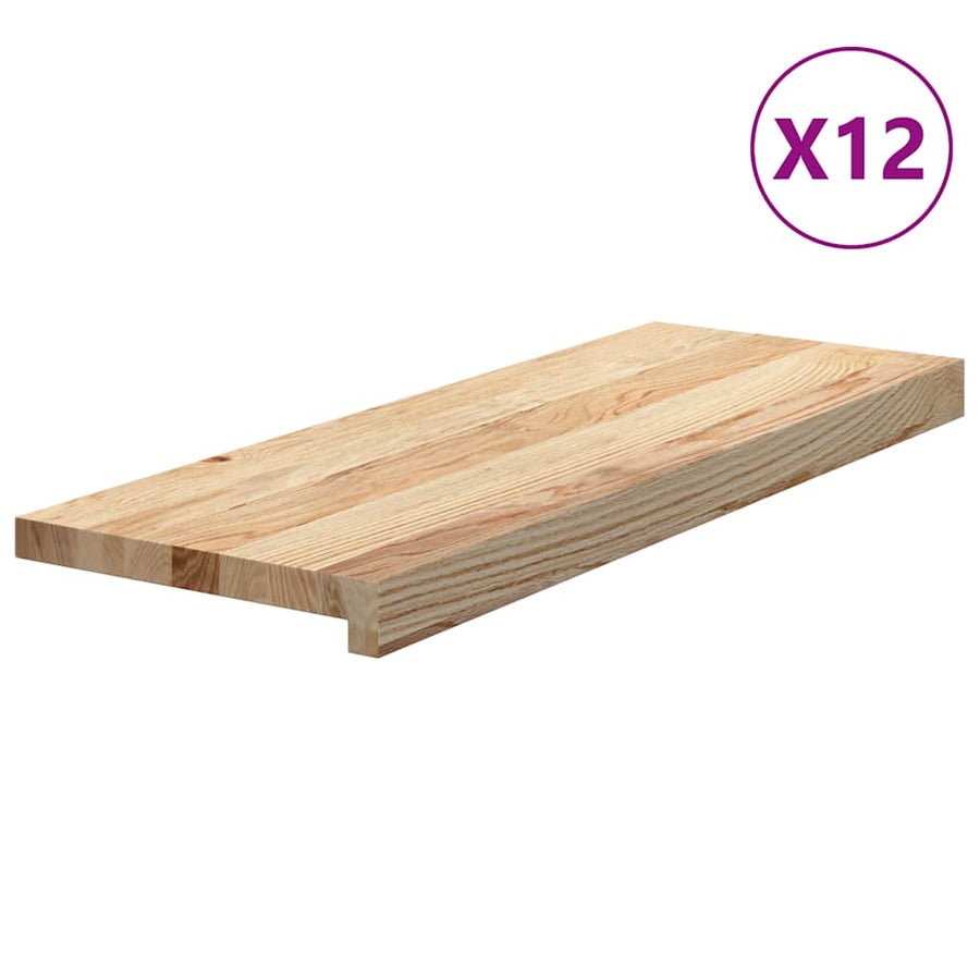 Traptreden 12 st 70x30x2 cm onbehandeld massief eikenhout