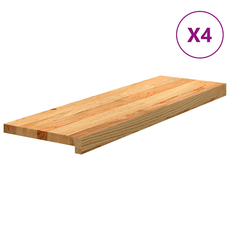 Traptreden 4 st 80x25x2 cm massief eikenhout lichtbruin