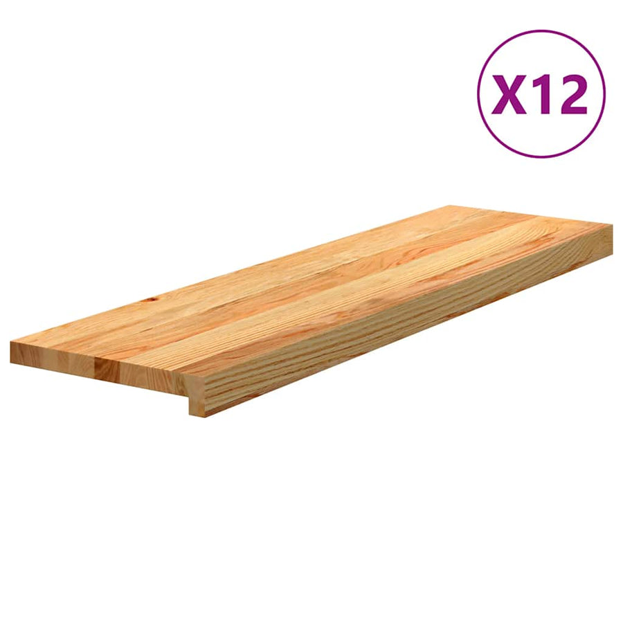 Traptreden Massief Eikenhout Lichtbruin 12 90 x 25 x 2 cm