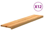 Stair treads 12 pcs 120x25x2 cm solid oak light brown
