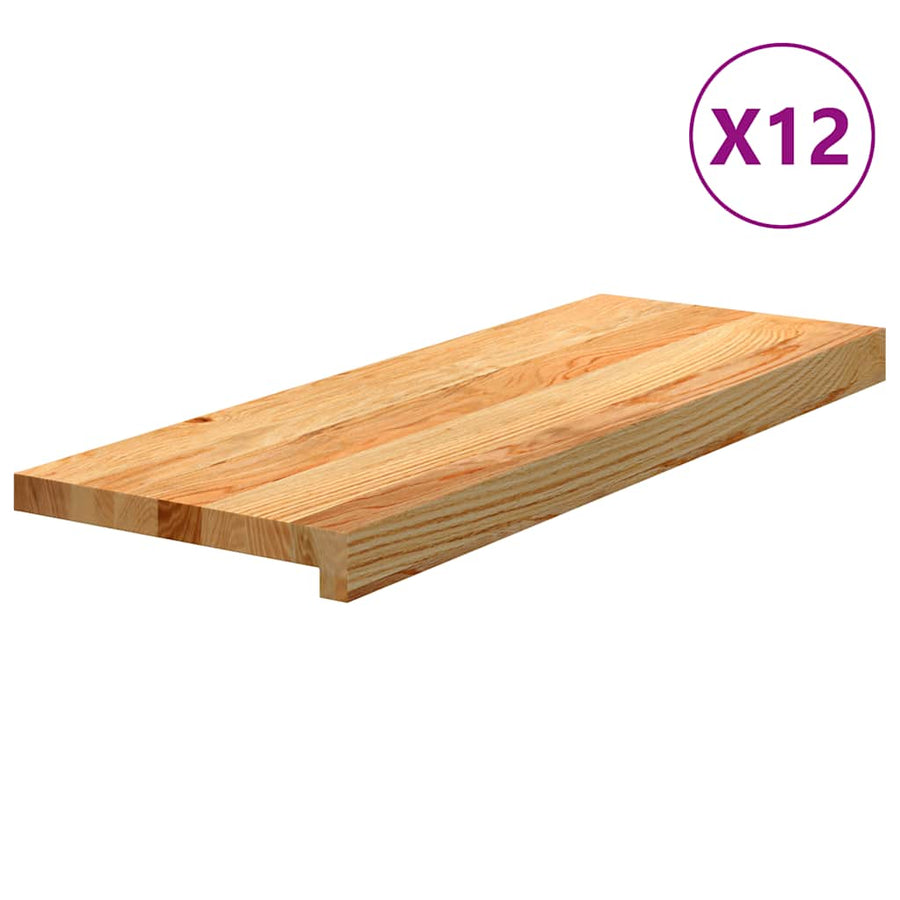 Traptreden 12 st 70x30x2 cm massief eikenhout lichtbruin