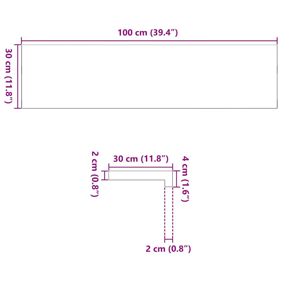 Traptreden 8 st 100x30x2 cm massief eikenhout donkerbruin