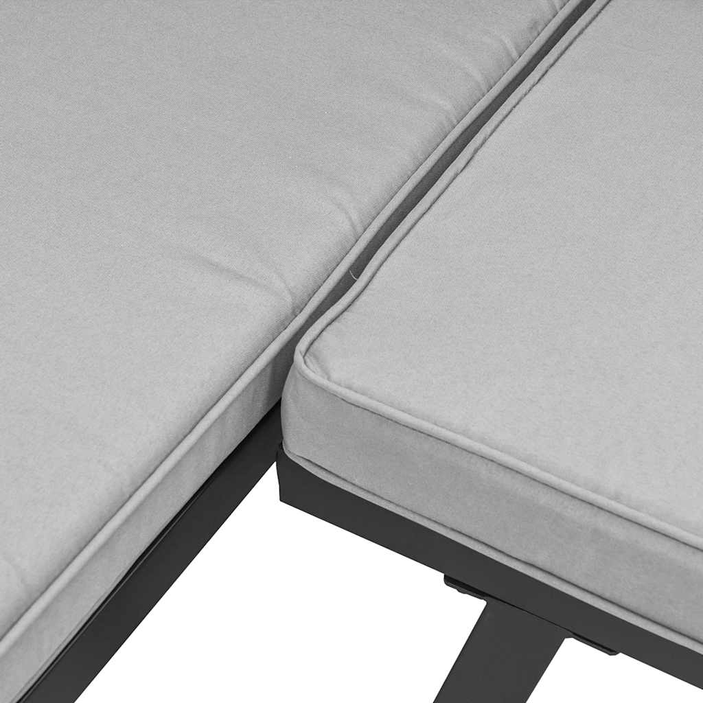 5-Delige Loungeset Met Kussens Gepoedercoat Staal Zwart 1 Lichtgrijs