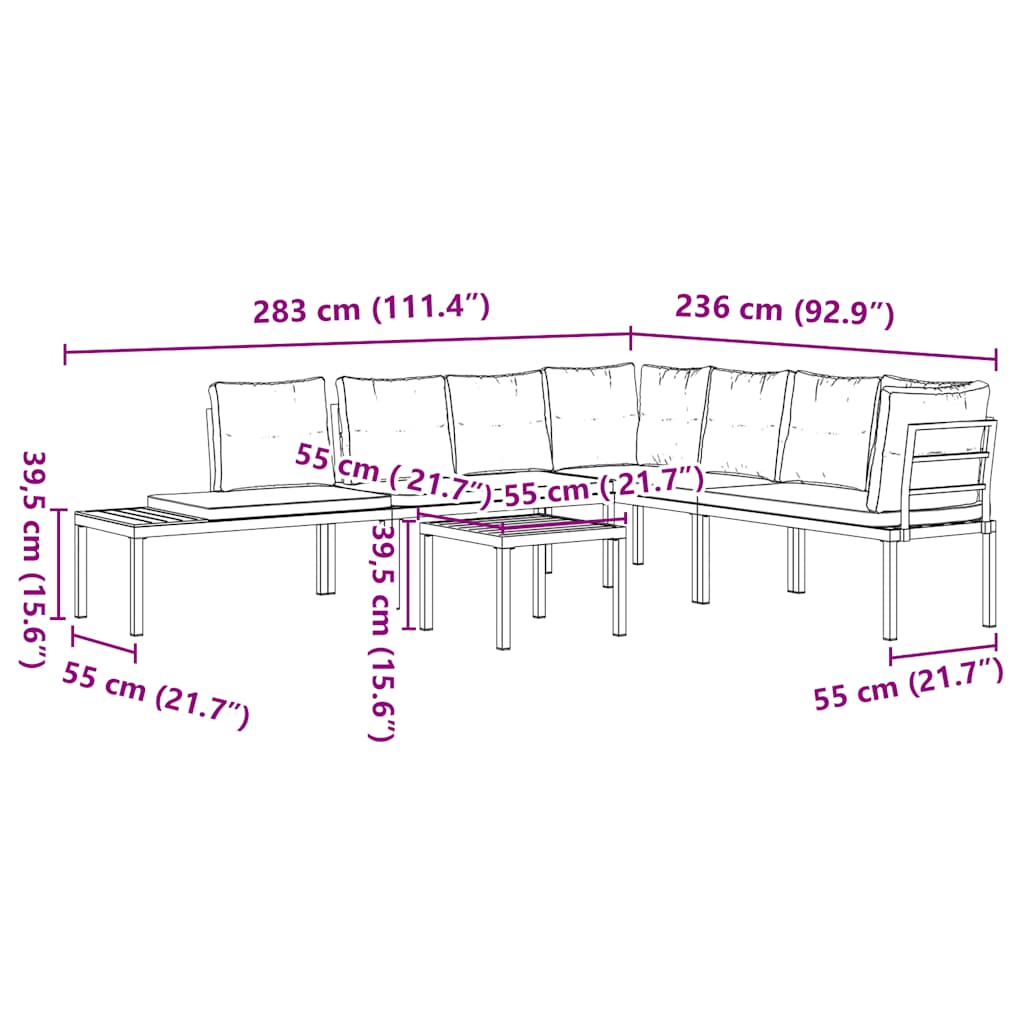 5-Delige Loungeset Met Kussens Gepoedercoat Staal Zwart 1 Lichtgrijs