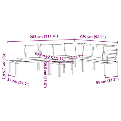 5-Delige Loungeset Met Kussens Gepoedercoat Staal Zwart 1 Lichtgrijs