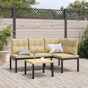 Loungeset 3-delig gepoedercoat staal zwart