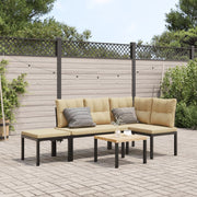 Loungeset 4-delig gepoedercoat staal zwart