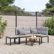 Loungeset 4-delig gepoedercoat staal zwart