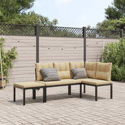 Loungeset 3-delig gepoedercoat staal zwart