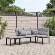 Loungeset 3-delig zwart gepoedercoat staal