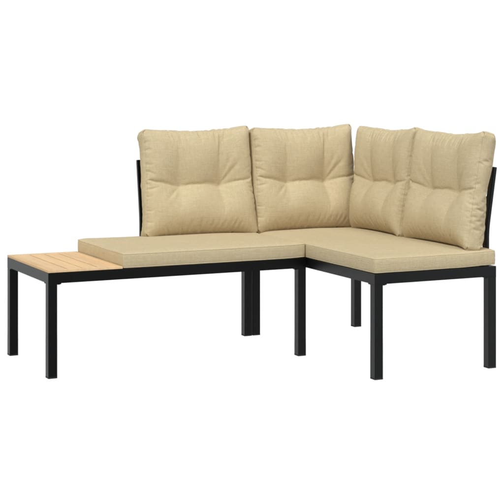 7-delige Loungeset met kussens gepoedercoat staal zwart