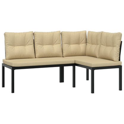 7-delige Loungeset met kussens gepoedercoat staal zwart